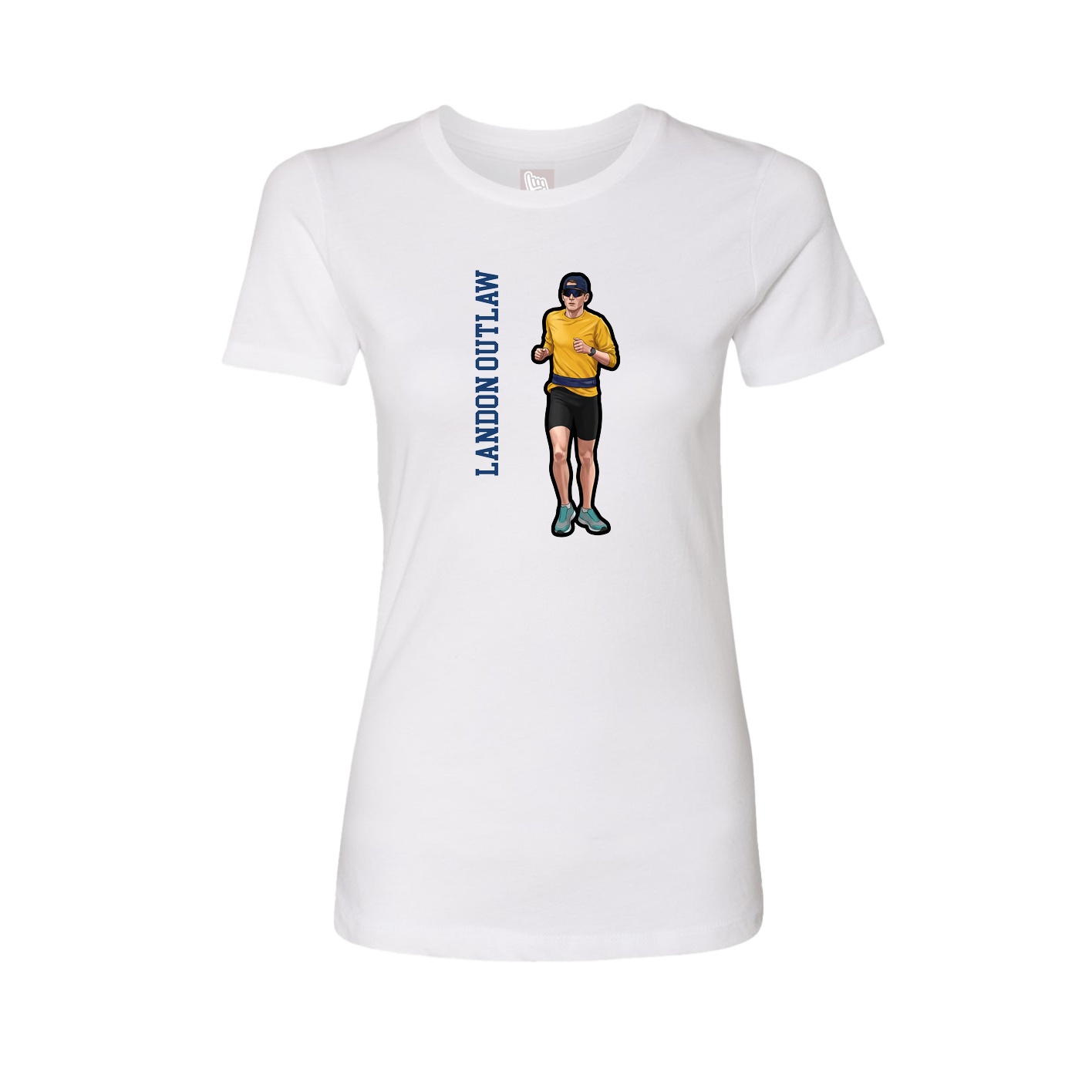 Fitted Women's Tee — Name Vertical in White