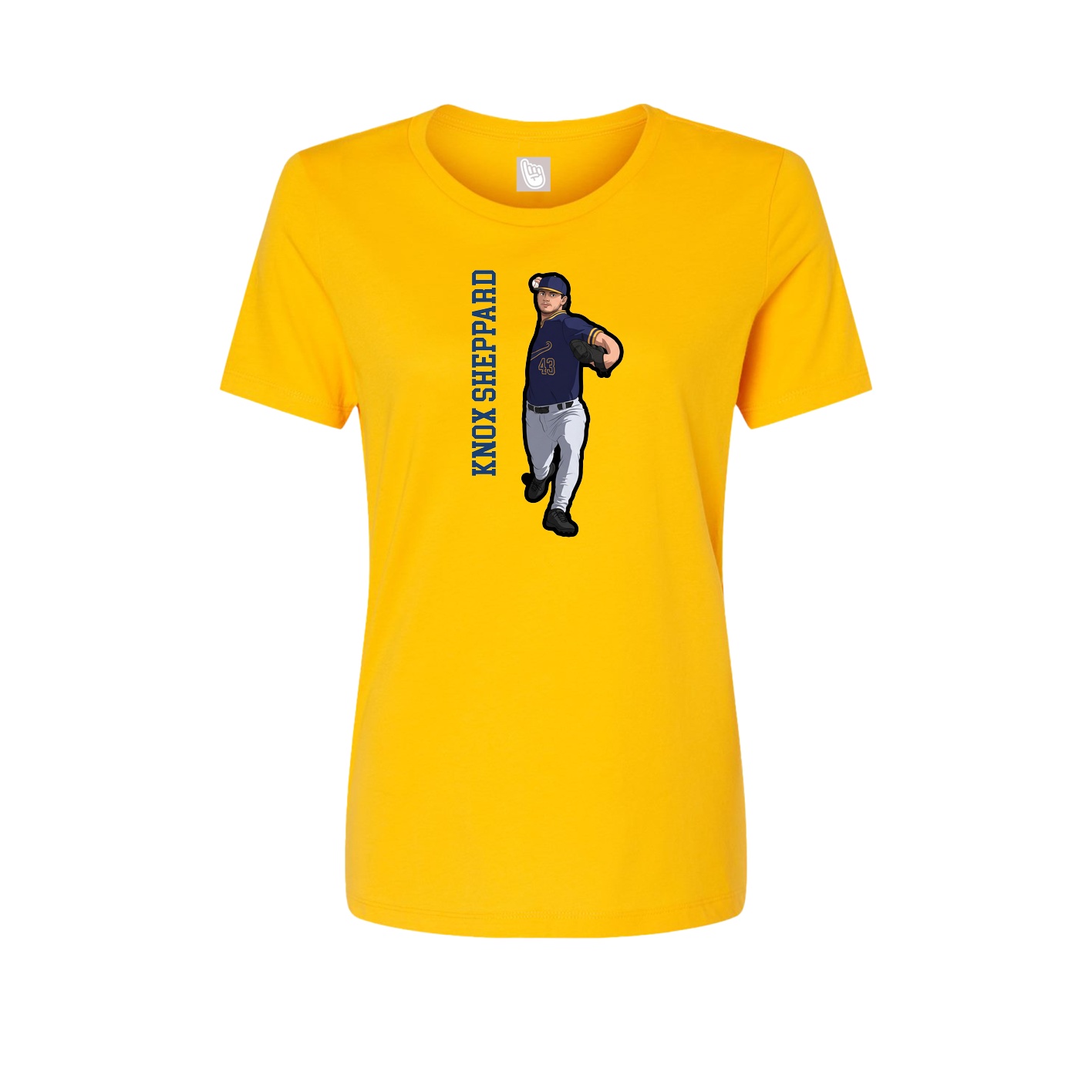 Womens Tee — Name Vertical in Gold