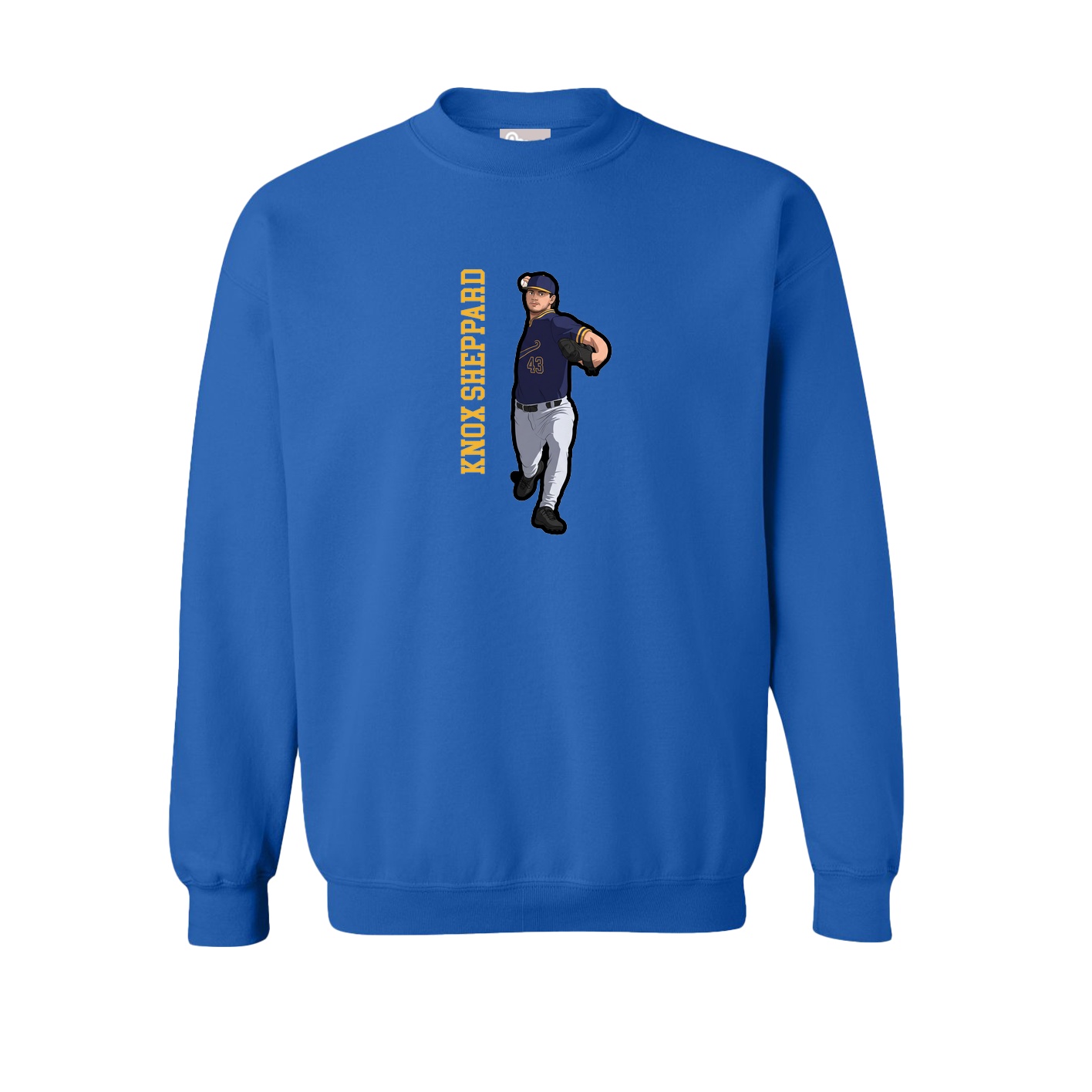 Fleece Crew — Name Vertical in Royal