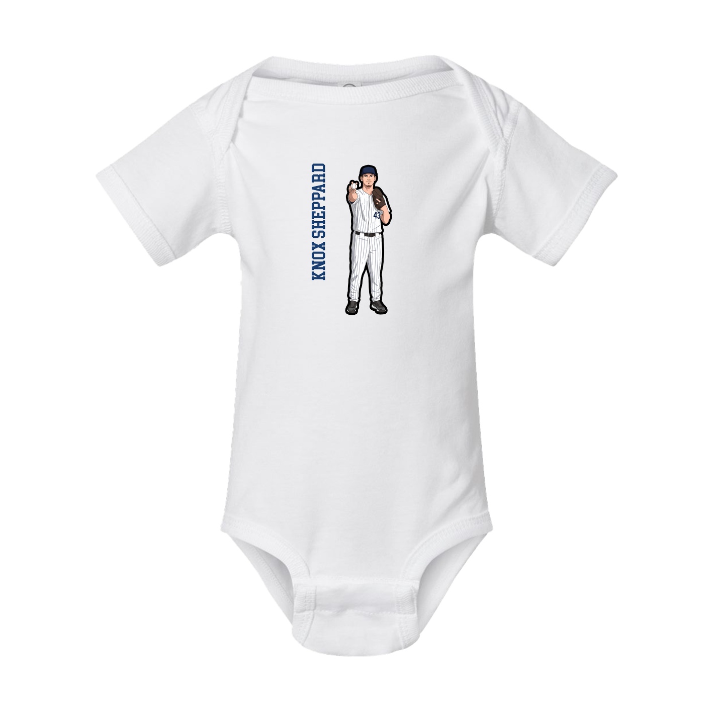 Baby Onesie — Name Vertical in White