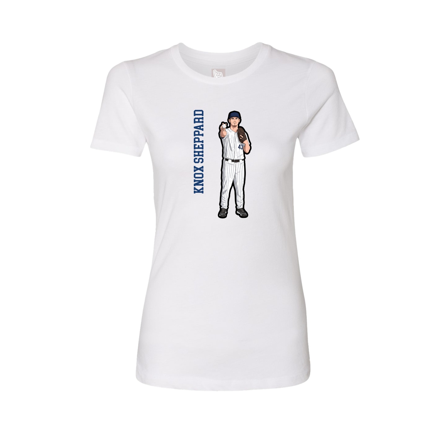 Womens Tee — Name Vertical in White