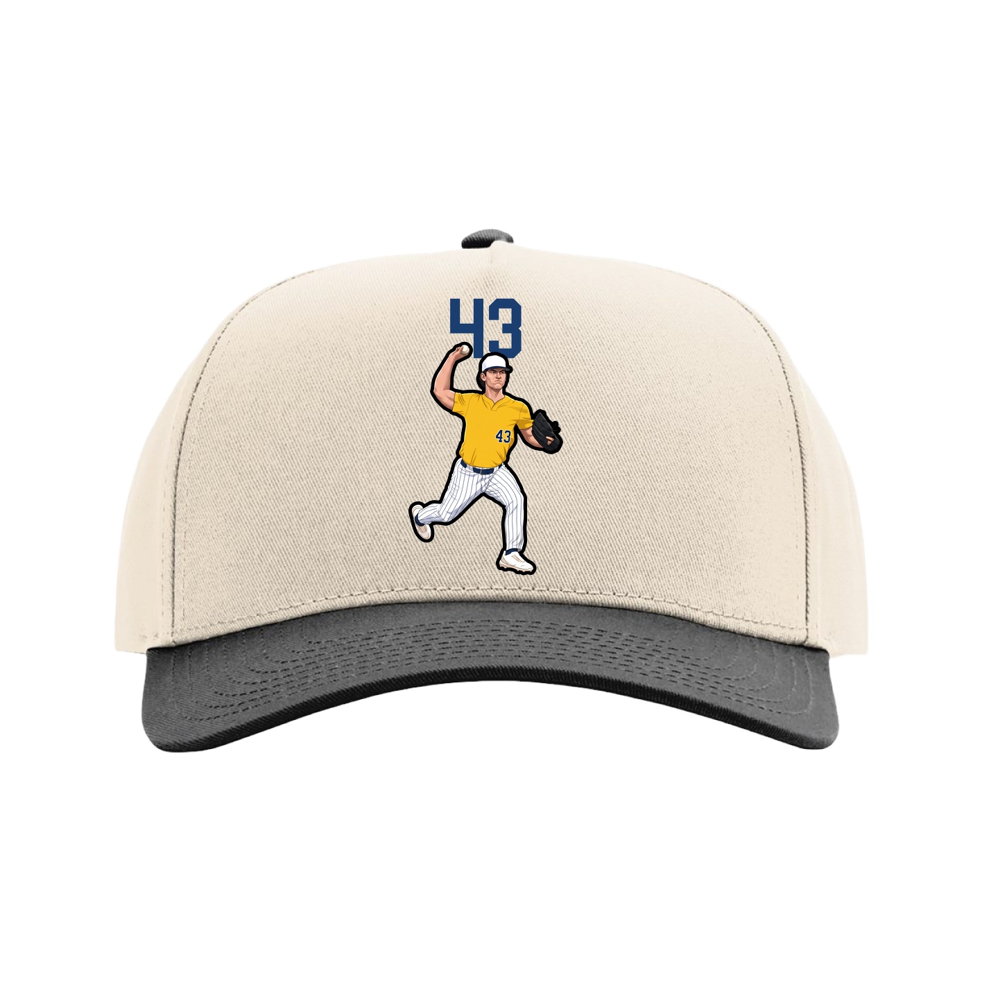 Full Fabric Five-Panel Champ Cap — Number Top in Cream/Black