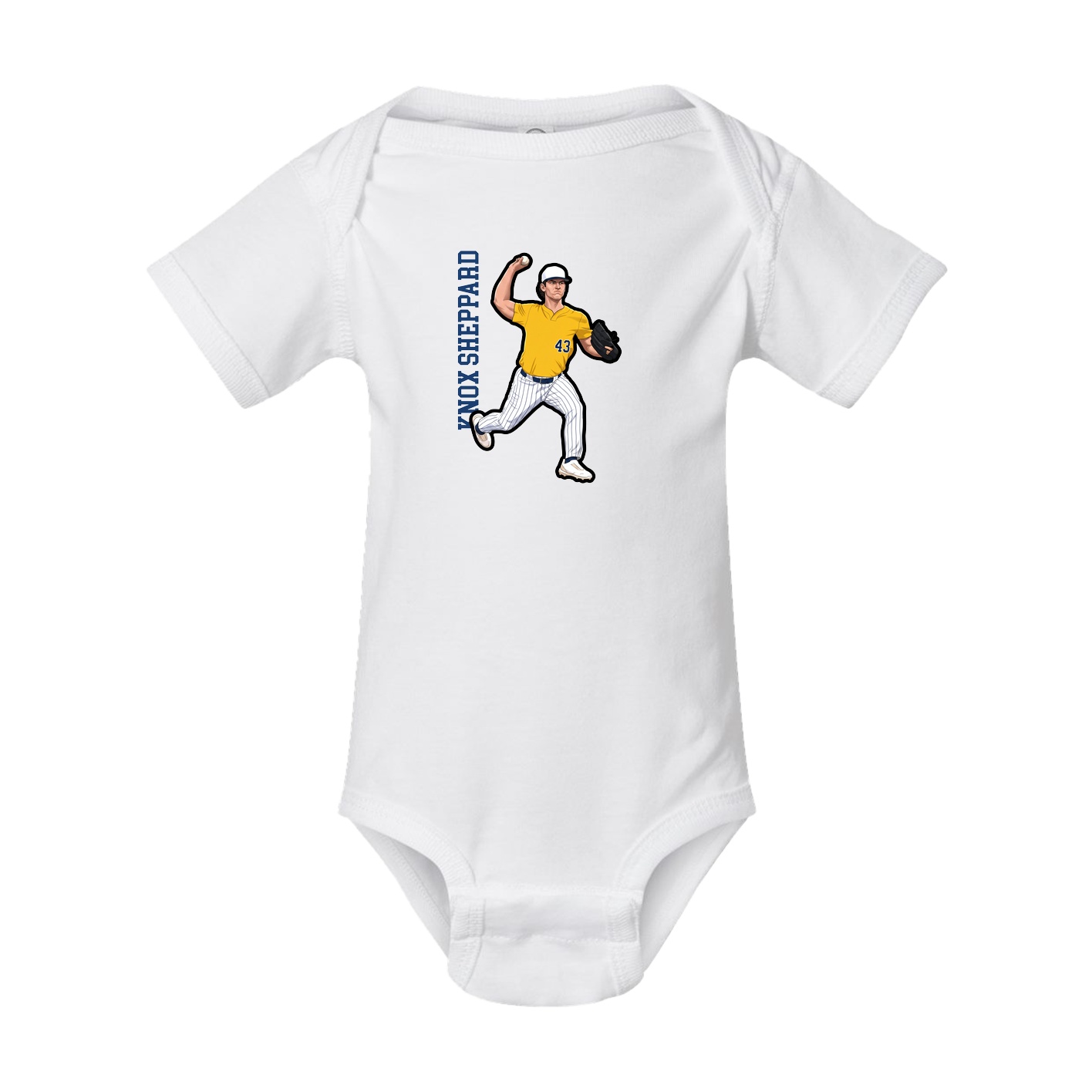 Baby Onesie — Name Vertical in White