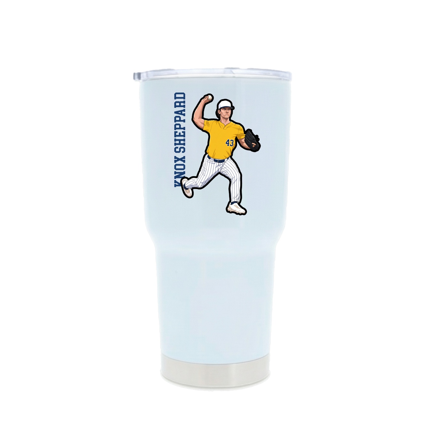 30oz Stainless Steel Tumbler — Name Vertical in White