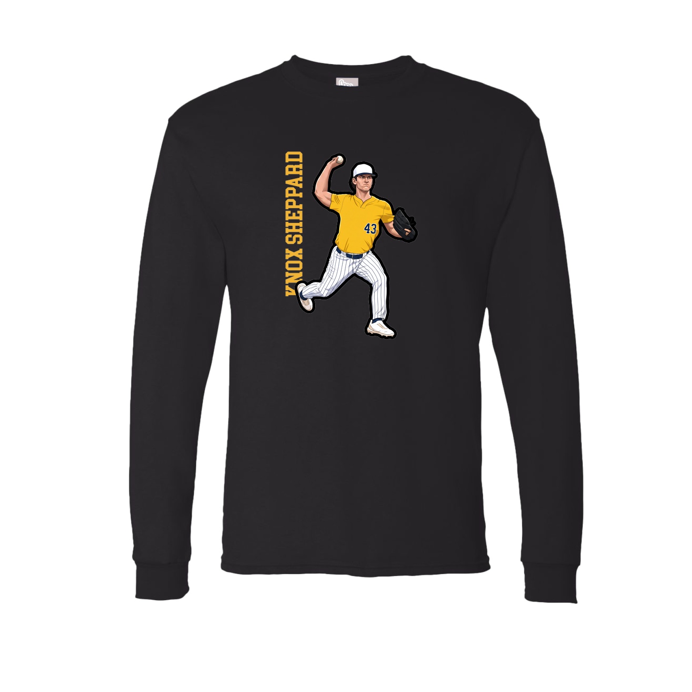 Long Sleeve Tee — Name Vertical in Black