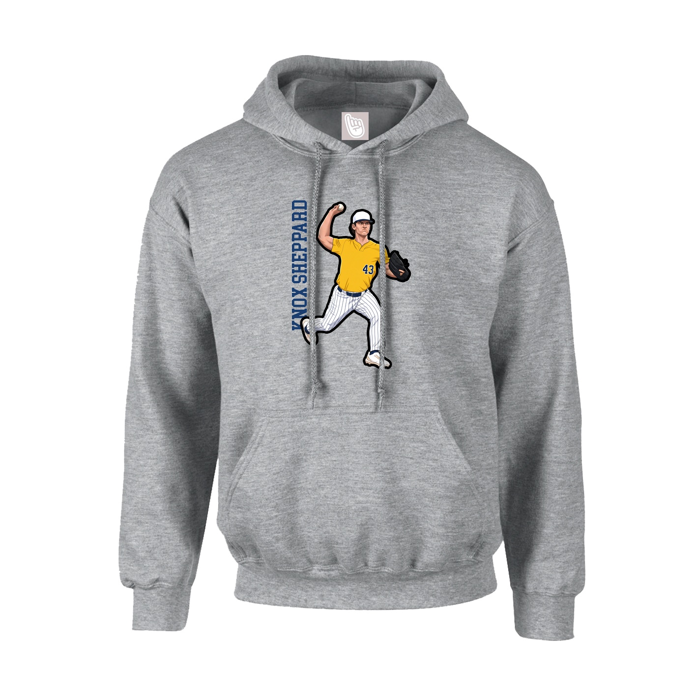 Hoodie — Name Vertical in Grey
