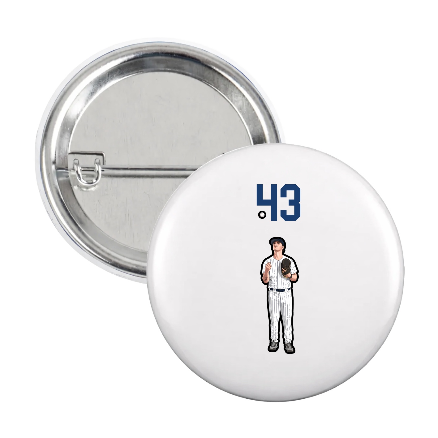 Game Day Button — Number Top in White