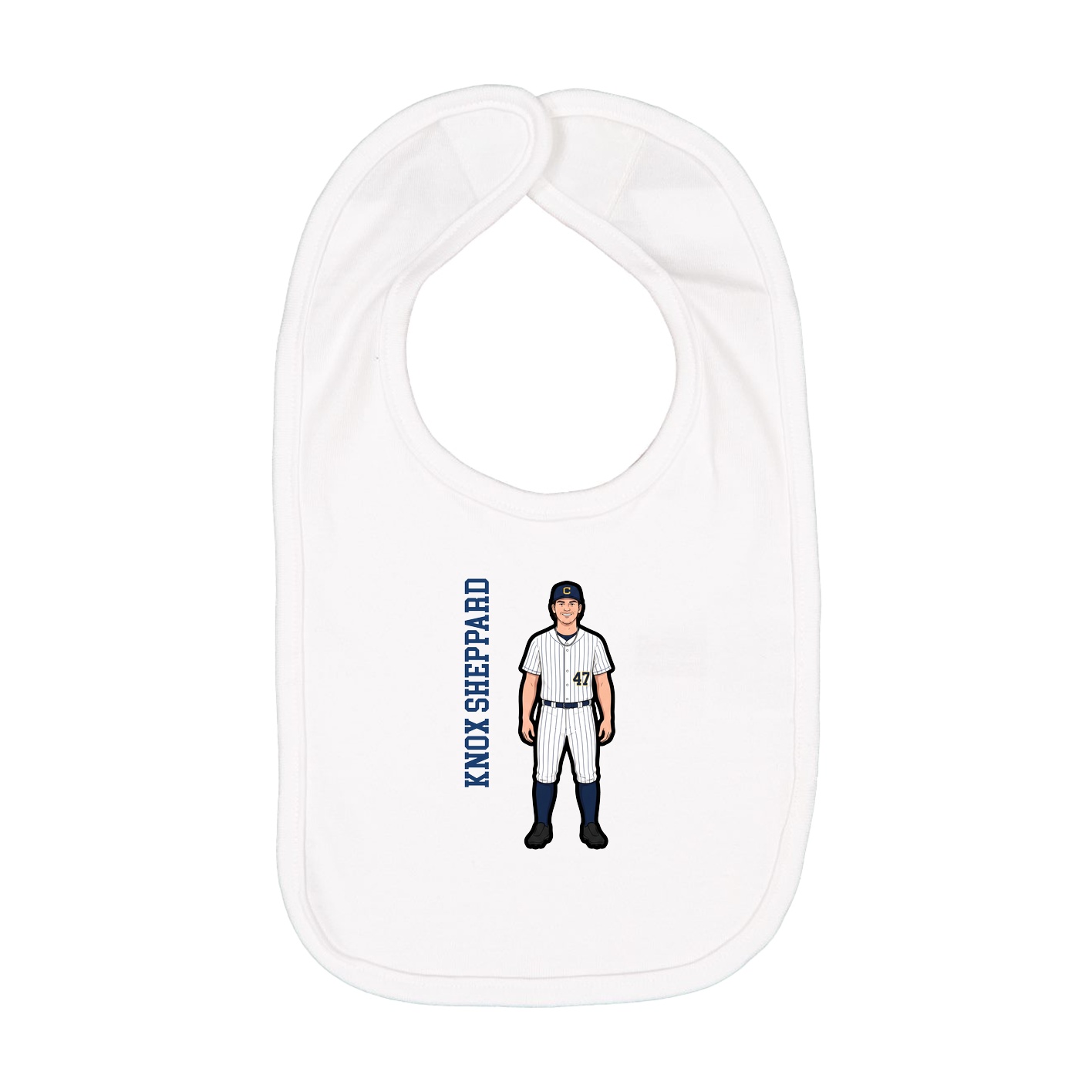 Infant Bib — Name Vertical in White