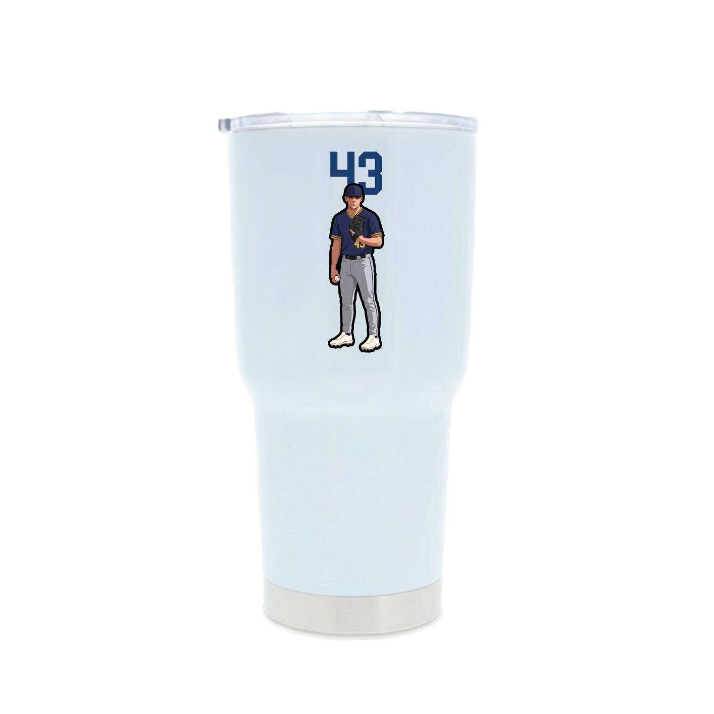 30oz Stainless Steel Tumbler — Number Top in White