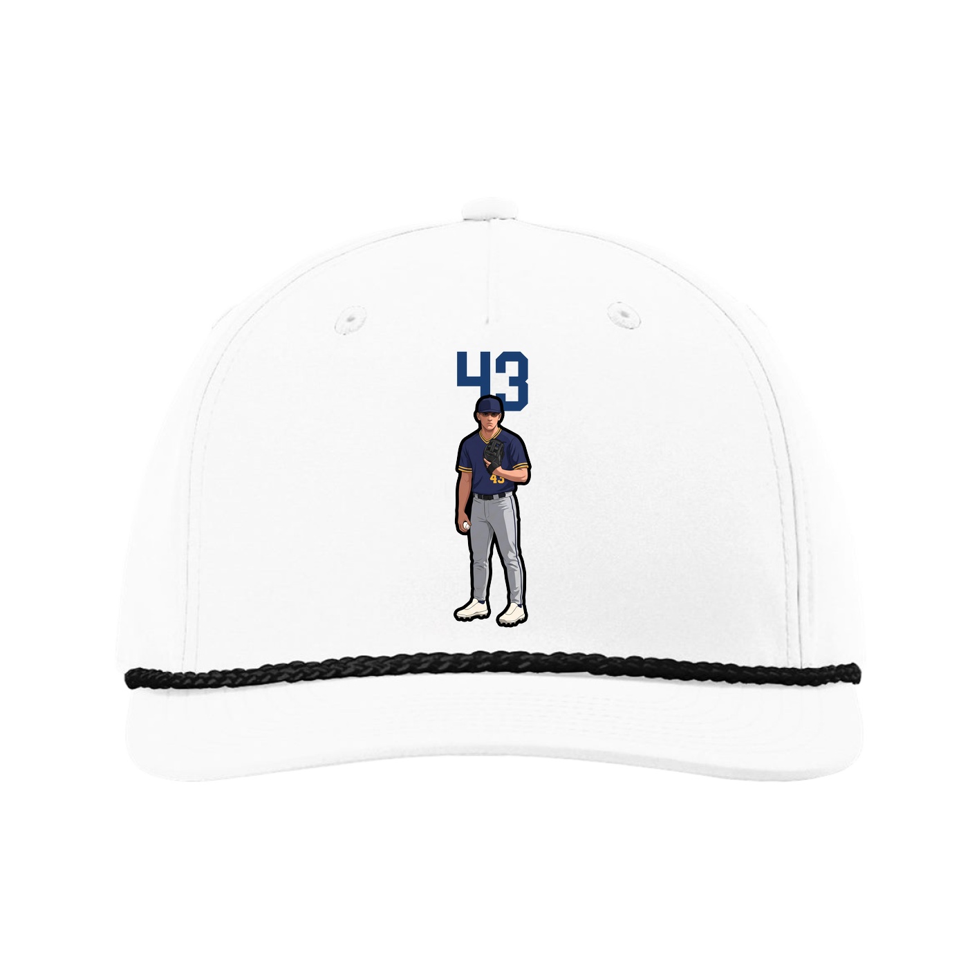 Five-Panel Classic Rope Cap — Number Top in White