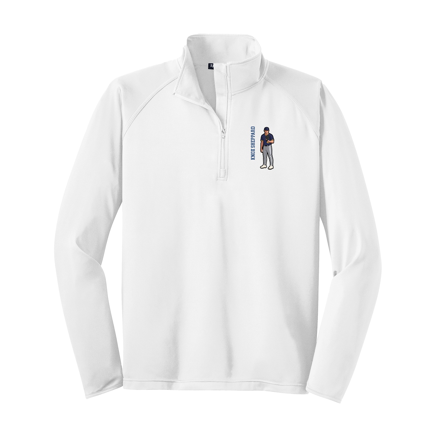 Q-Zip Pullover — Name Vertical in White