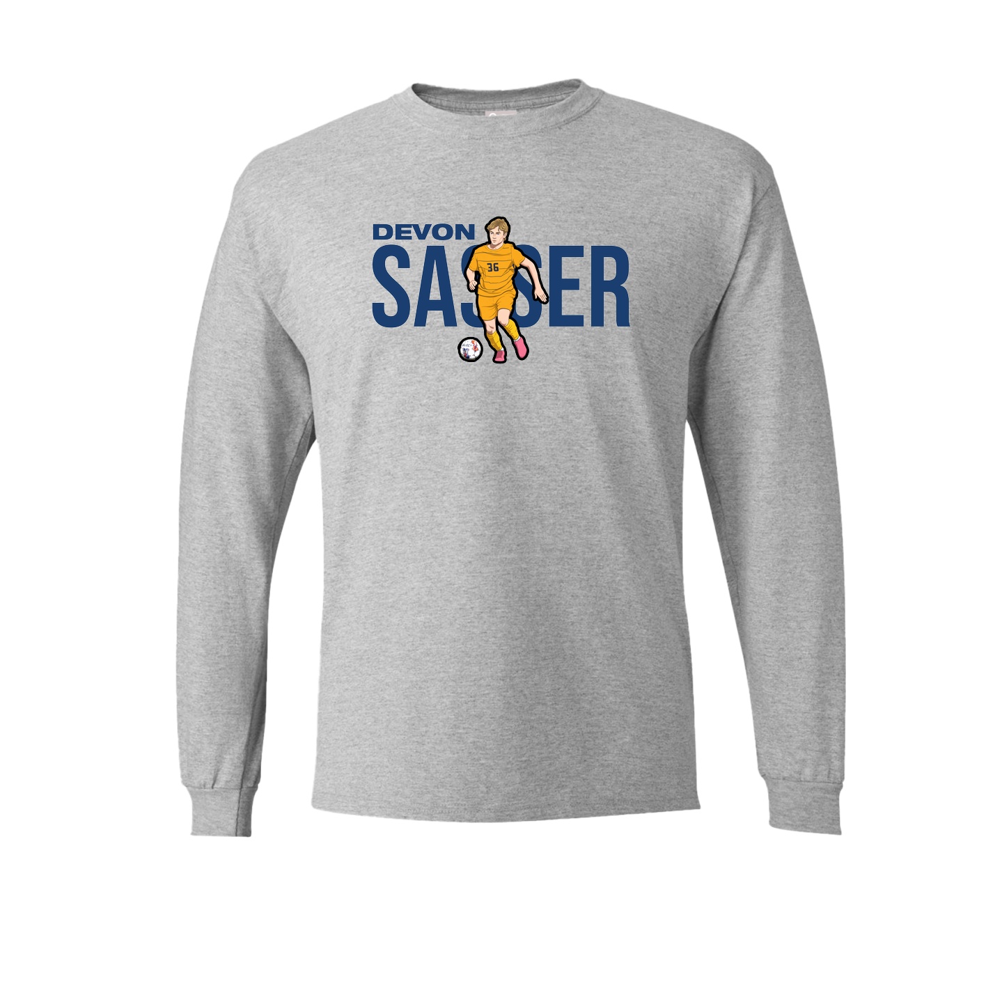 Long Sleeve Tee — Player Name in Grey