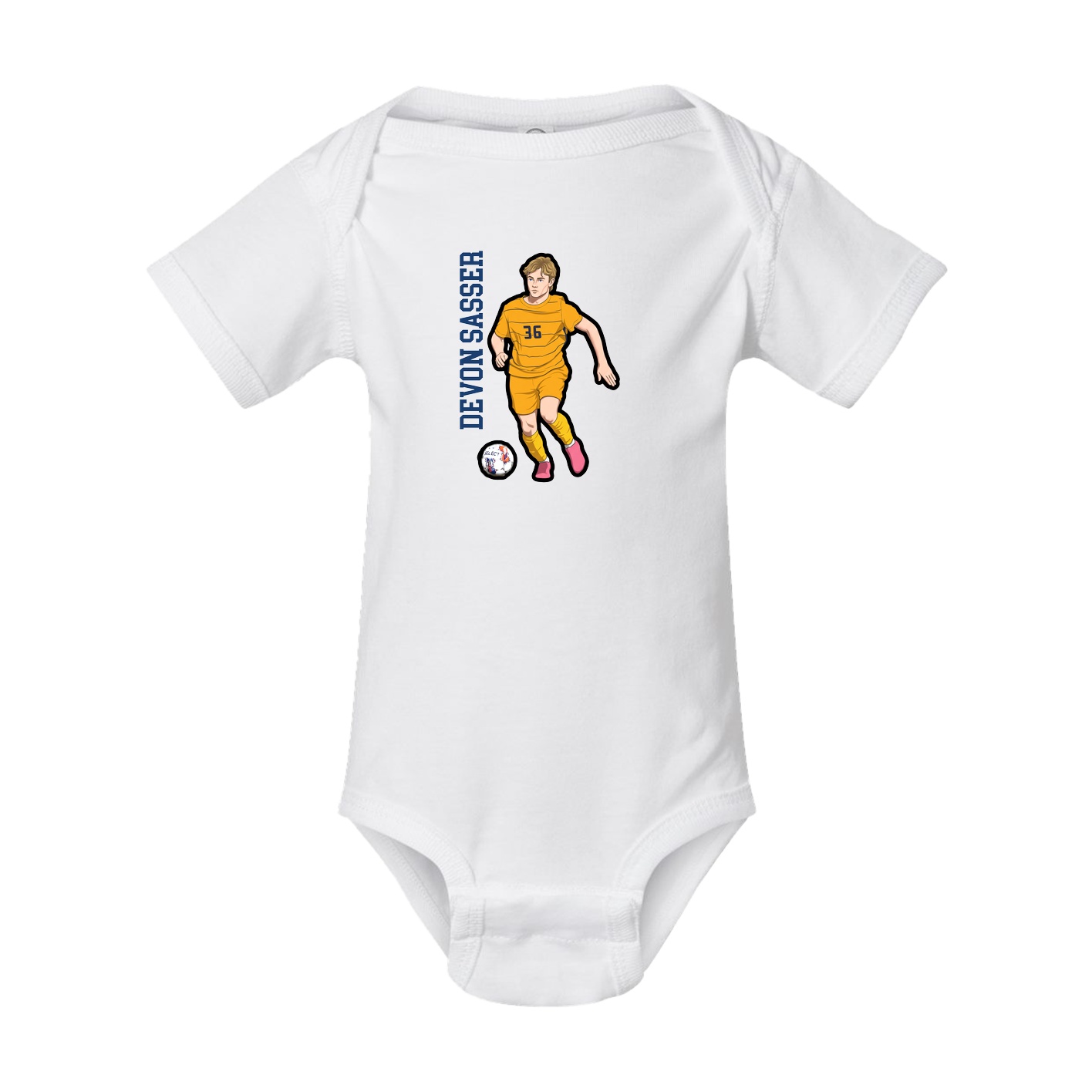 Baby Onesie — Name Vertical in White