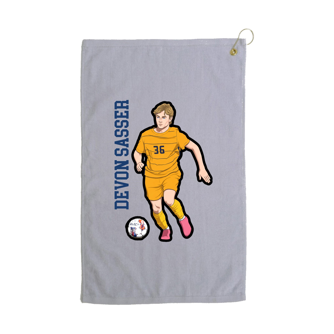 Golf Towel — Name Vertical in Grey
