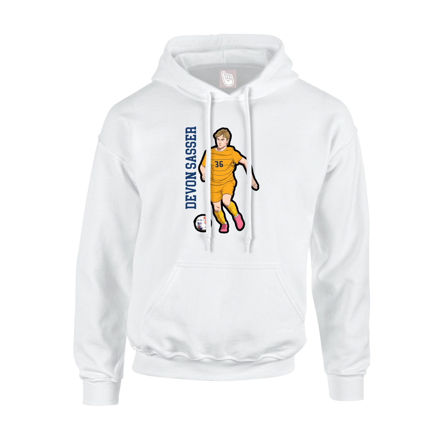 Youth Hoodie — Name Vertical in White