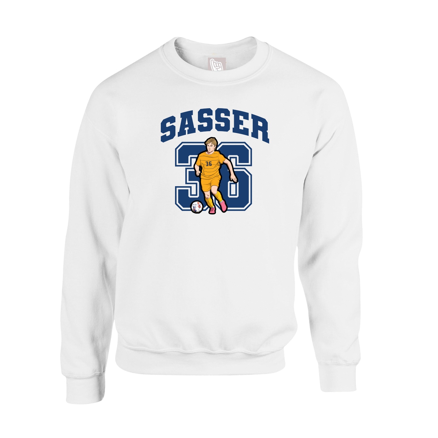 Fleece Crew — Number in White