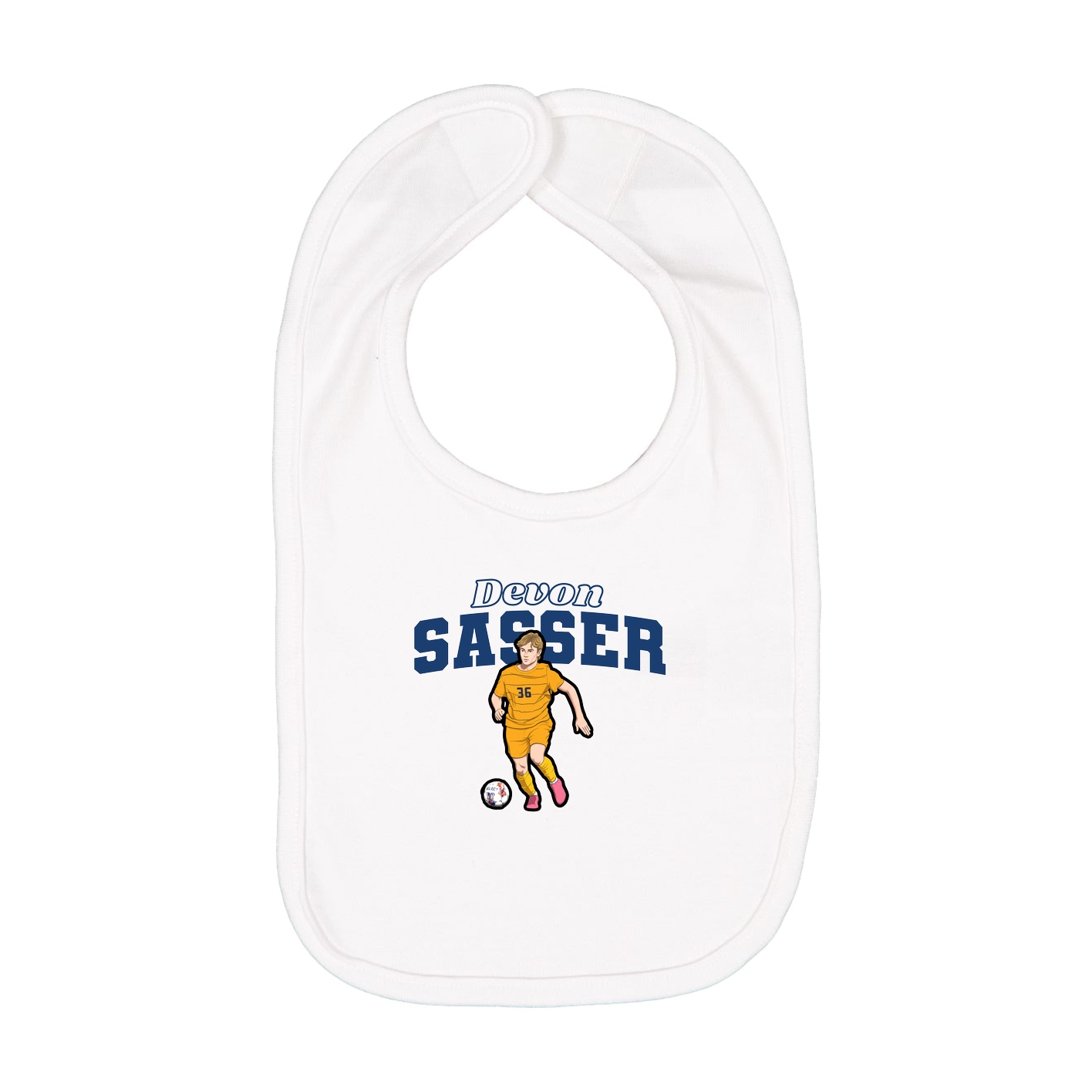 Infant Bib — Name Arch in White