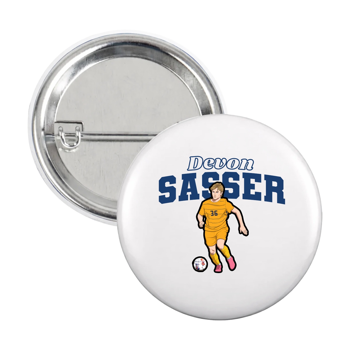 Game Day Button — Name Arch in White