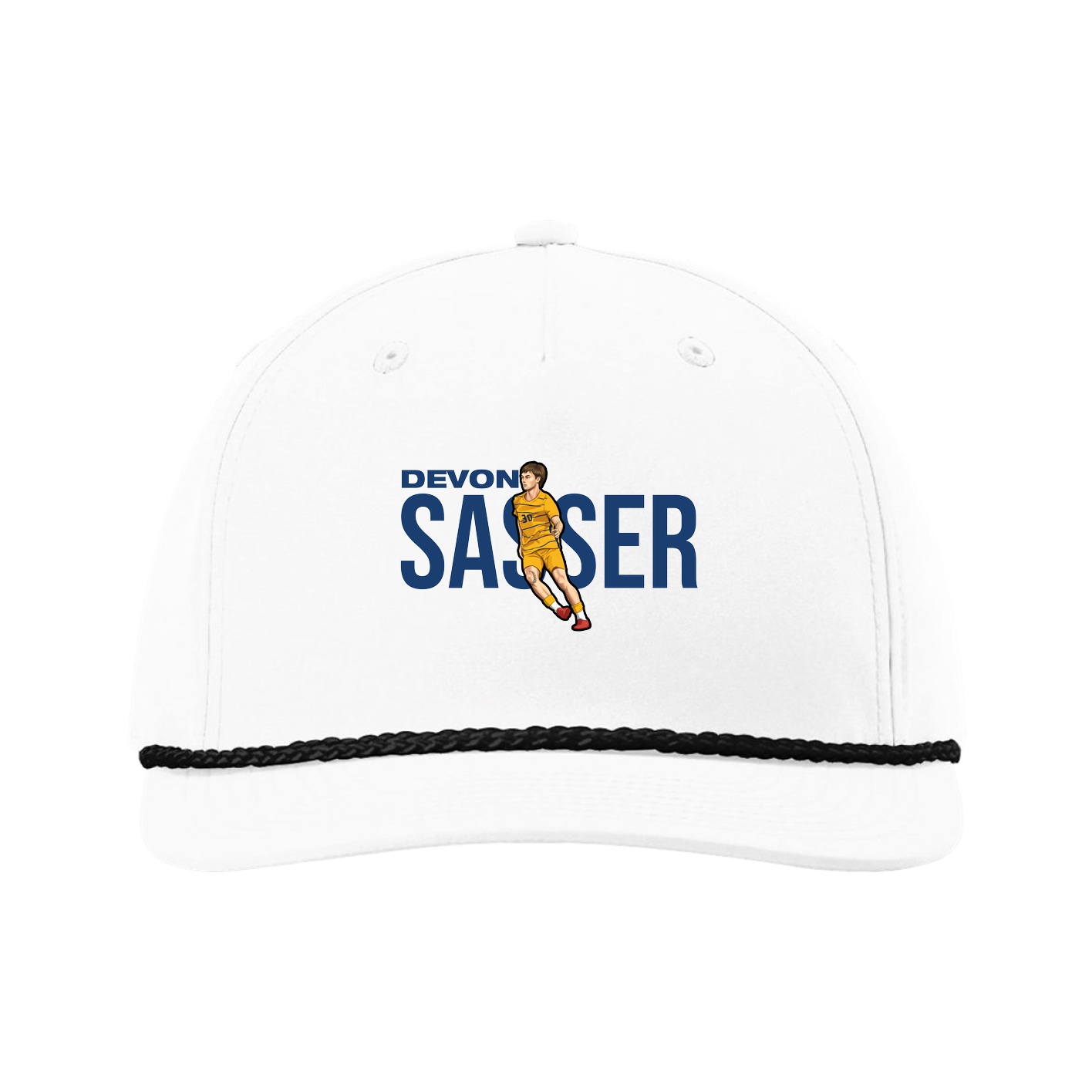 Five-Panel Classic Rope Cap — Player Name in White