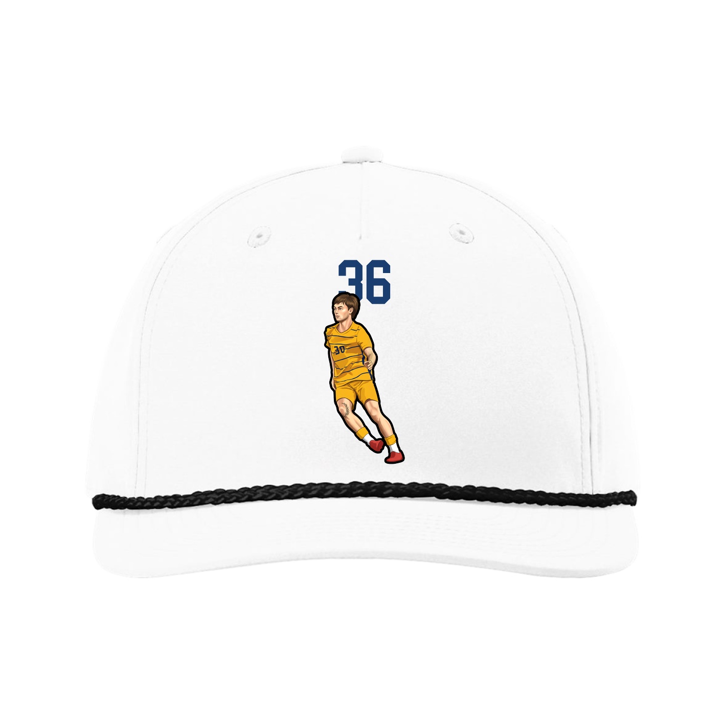 Five-Panel Classic Rope Cap — Number Top in White
