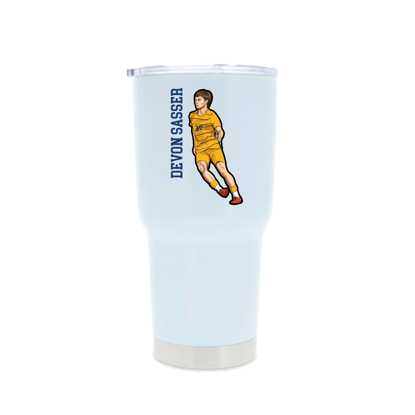 30oz Stainless Steel Tumbler — Name Vertical in White