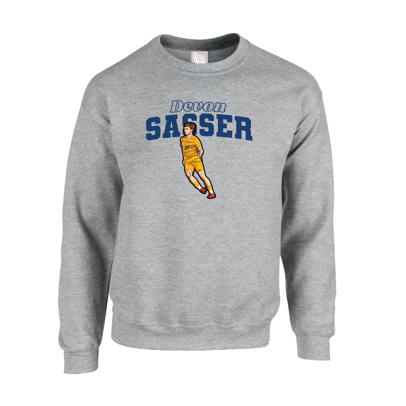 Fleece Crew — Name Arch in Grey