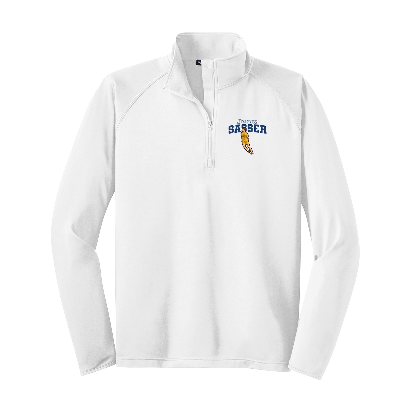 Q-Zip Pullover — Name Arch in White