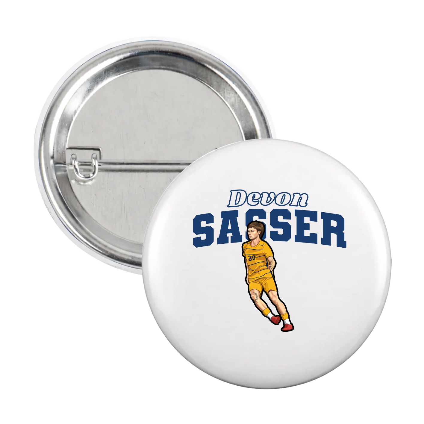 Game Day Button — Name Arch in White