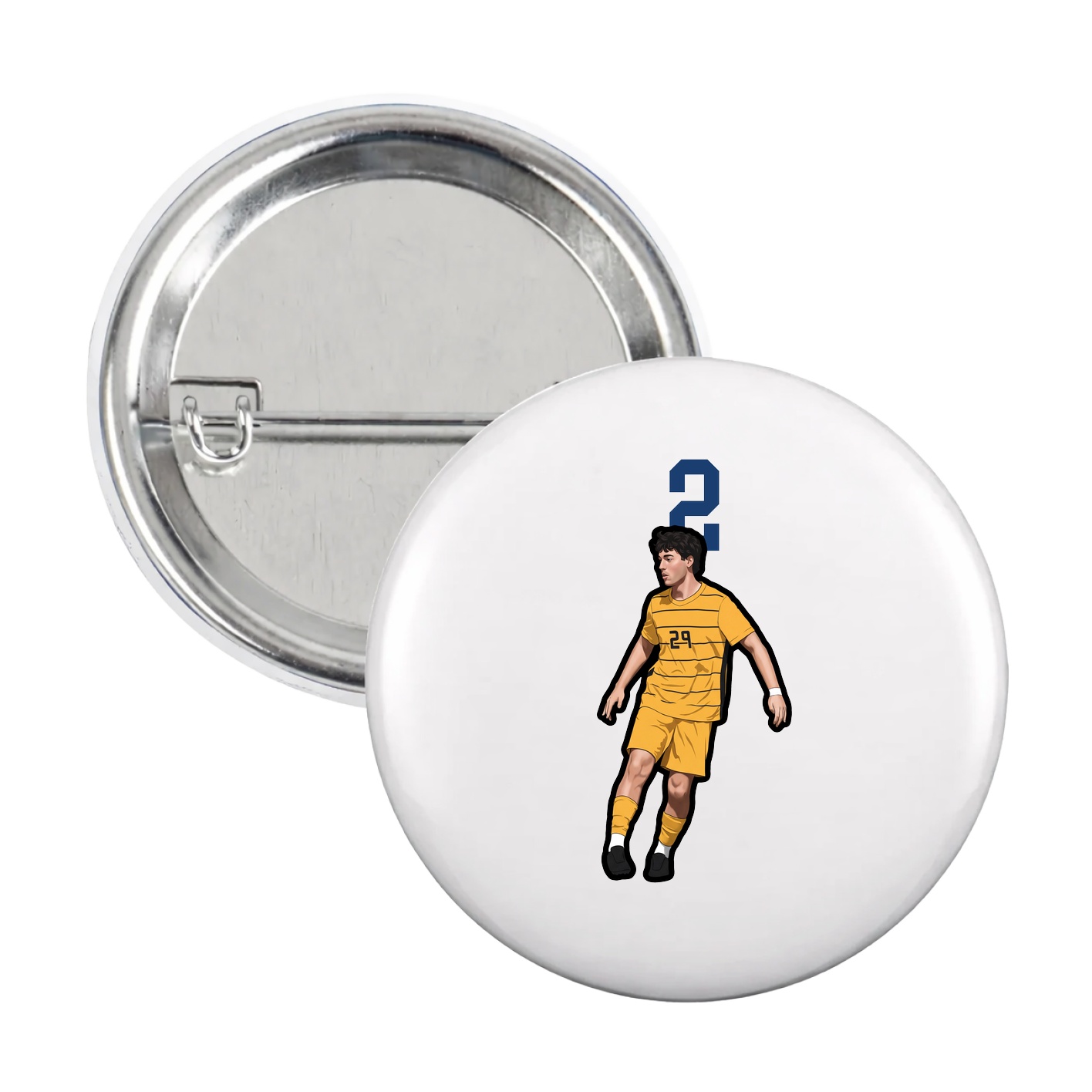 Game Day Button — Number Top in White