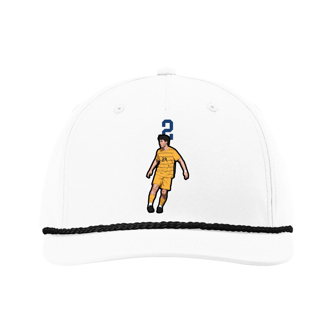 Five-Panel Classic Rope Cap — Number Top in White