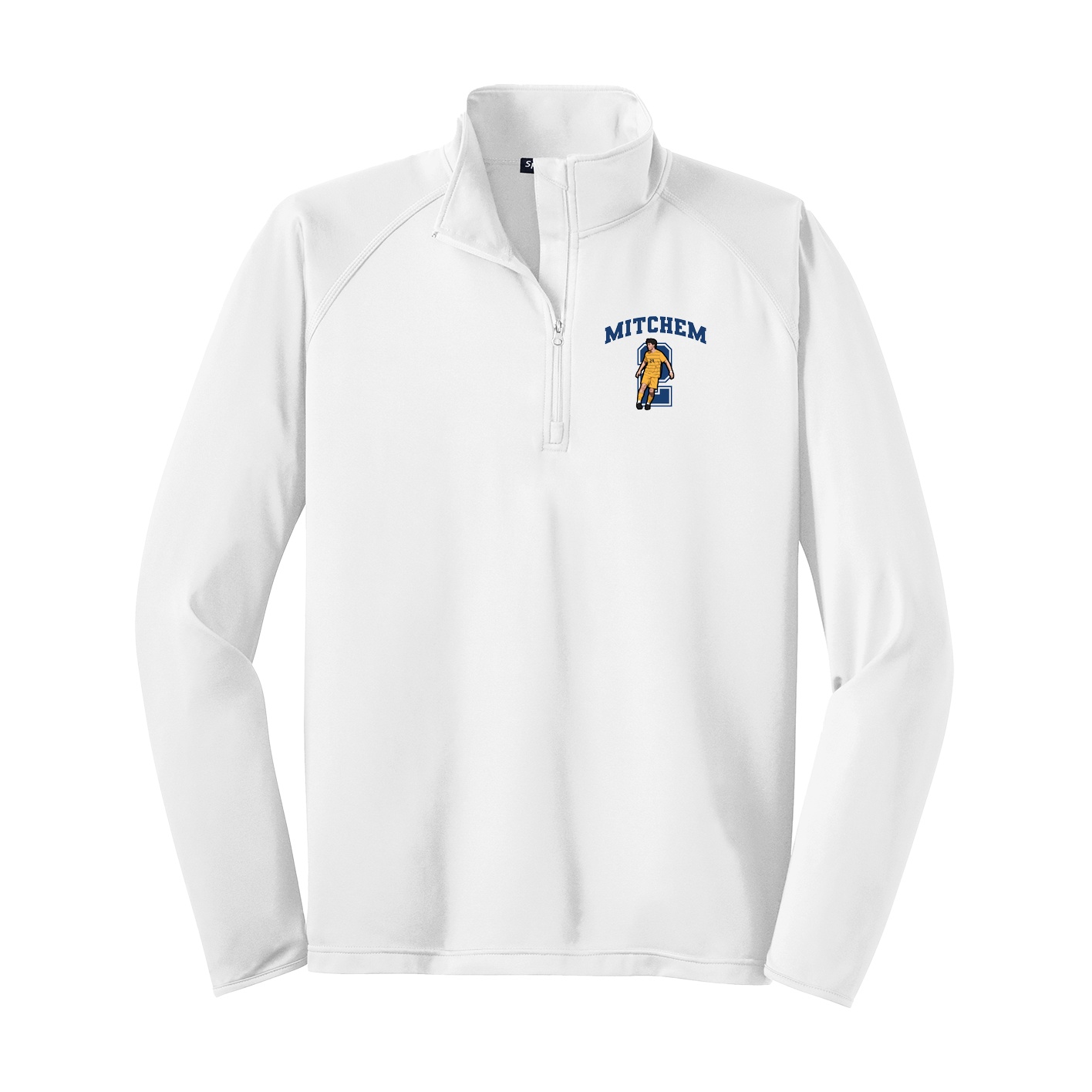 Q-Zip Pullover — Number in White