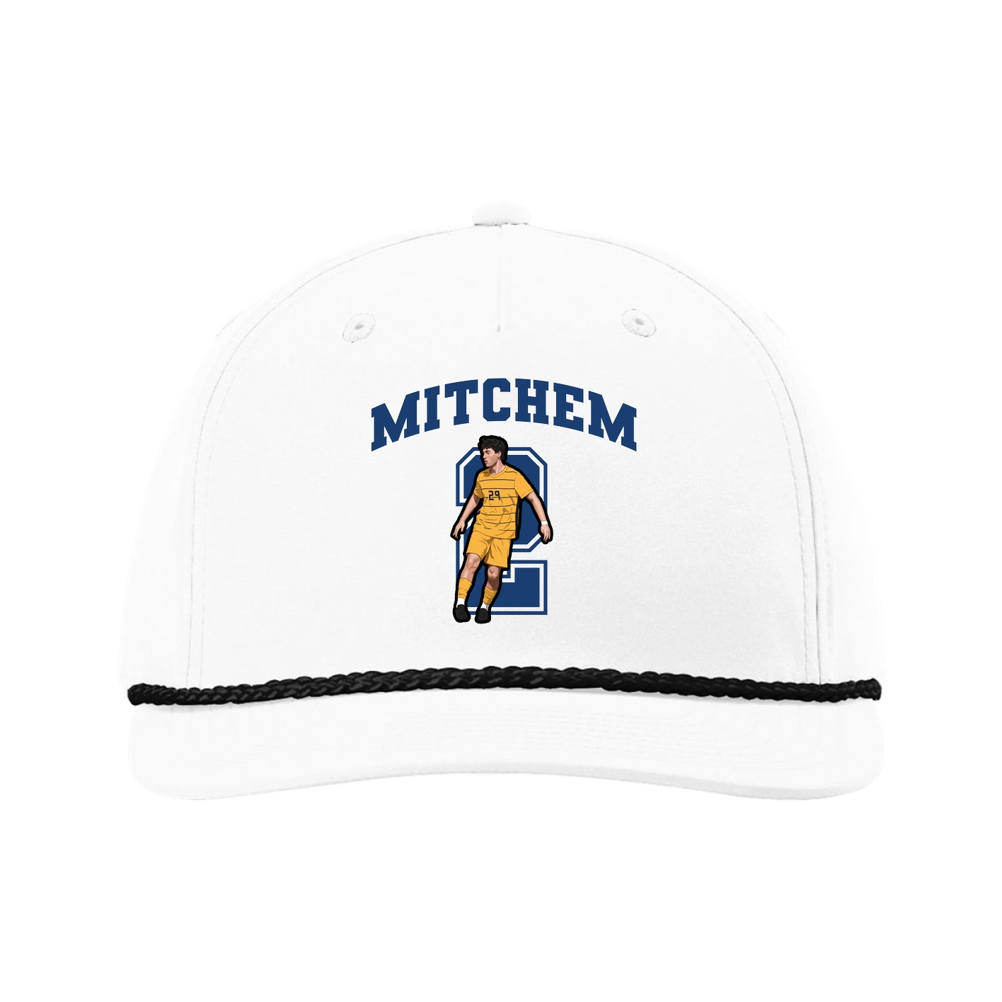 Five-Panel Classic Rope Cap — Number in White