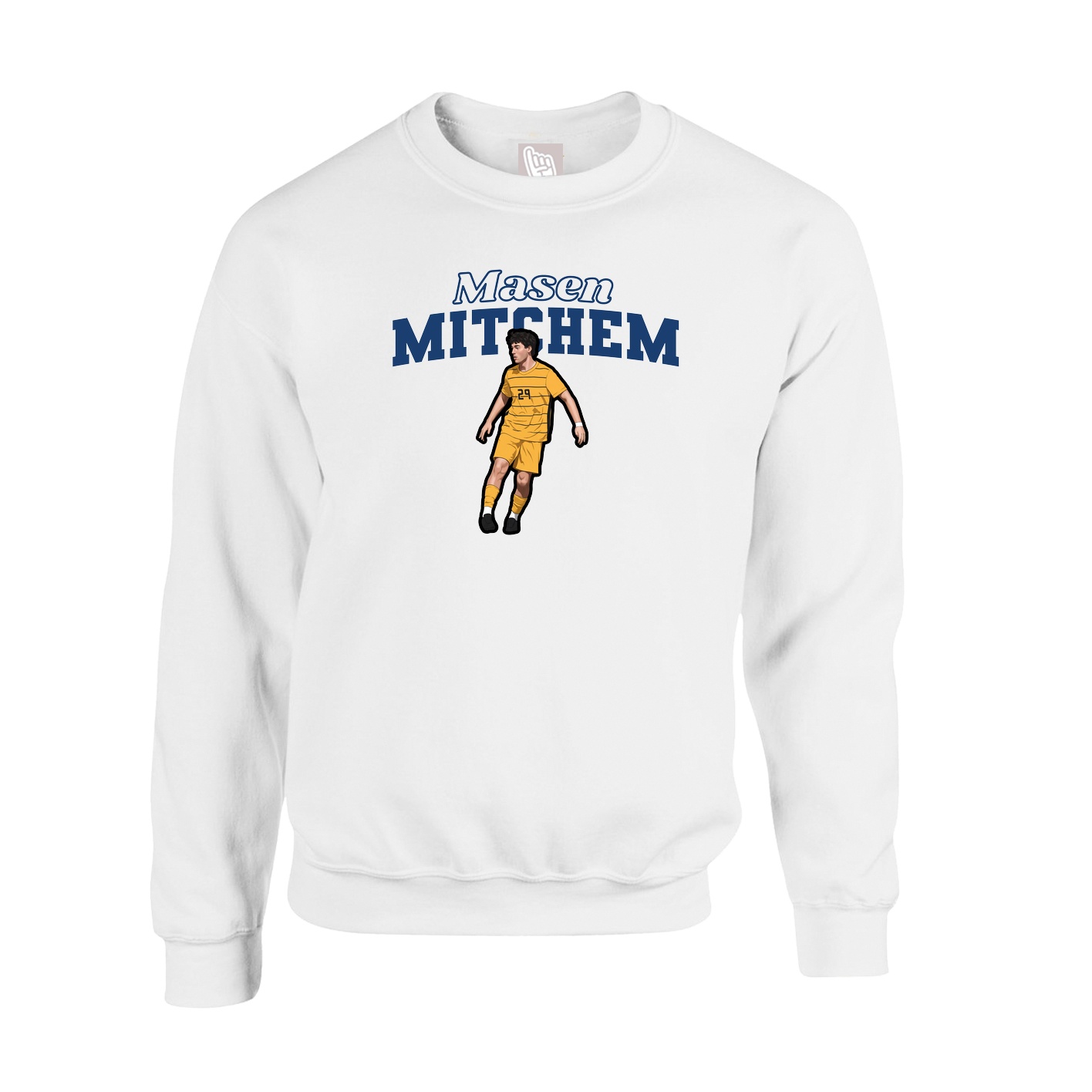 Fleece Crew — Name Arch in White