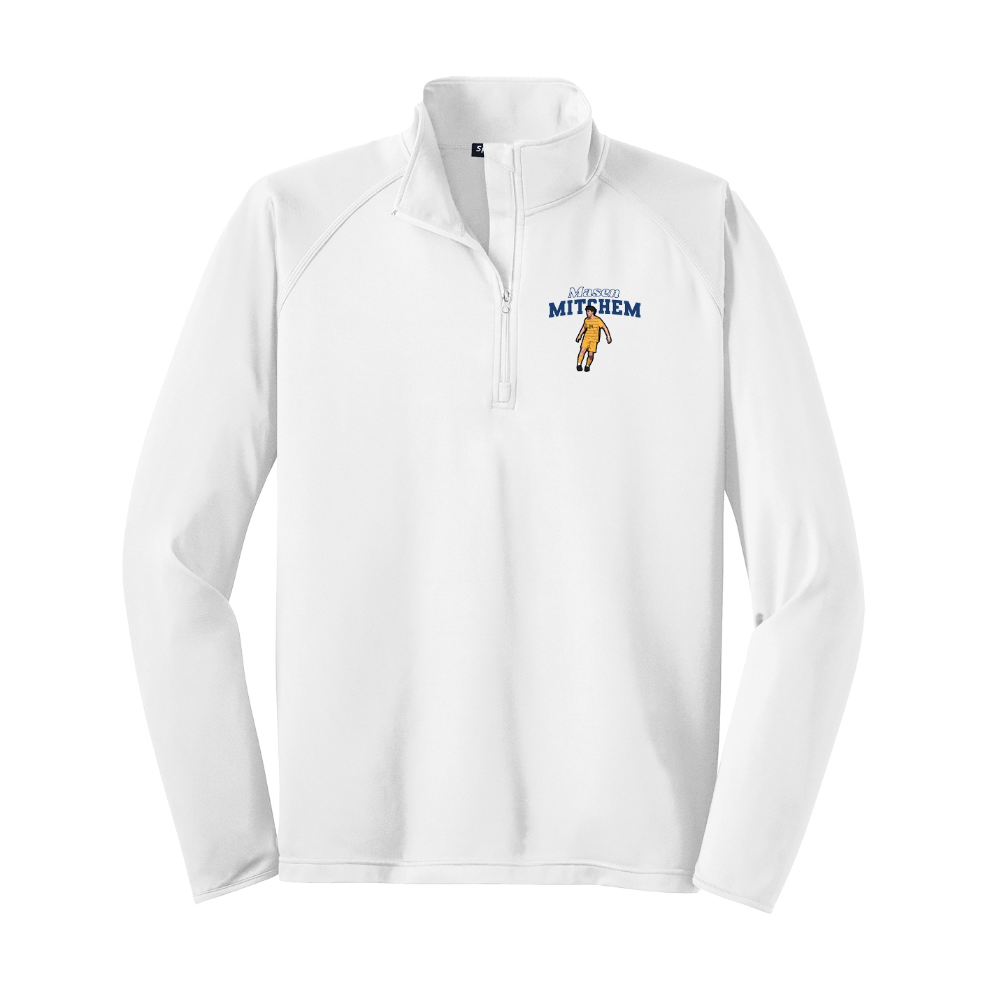 Q-Zip Pullover — Name Arch in White