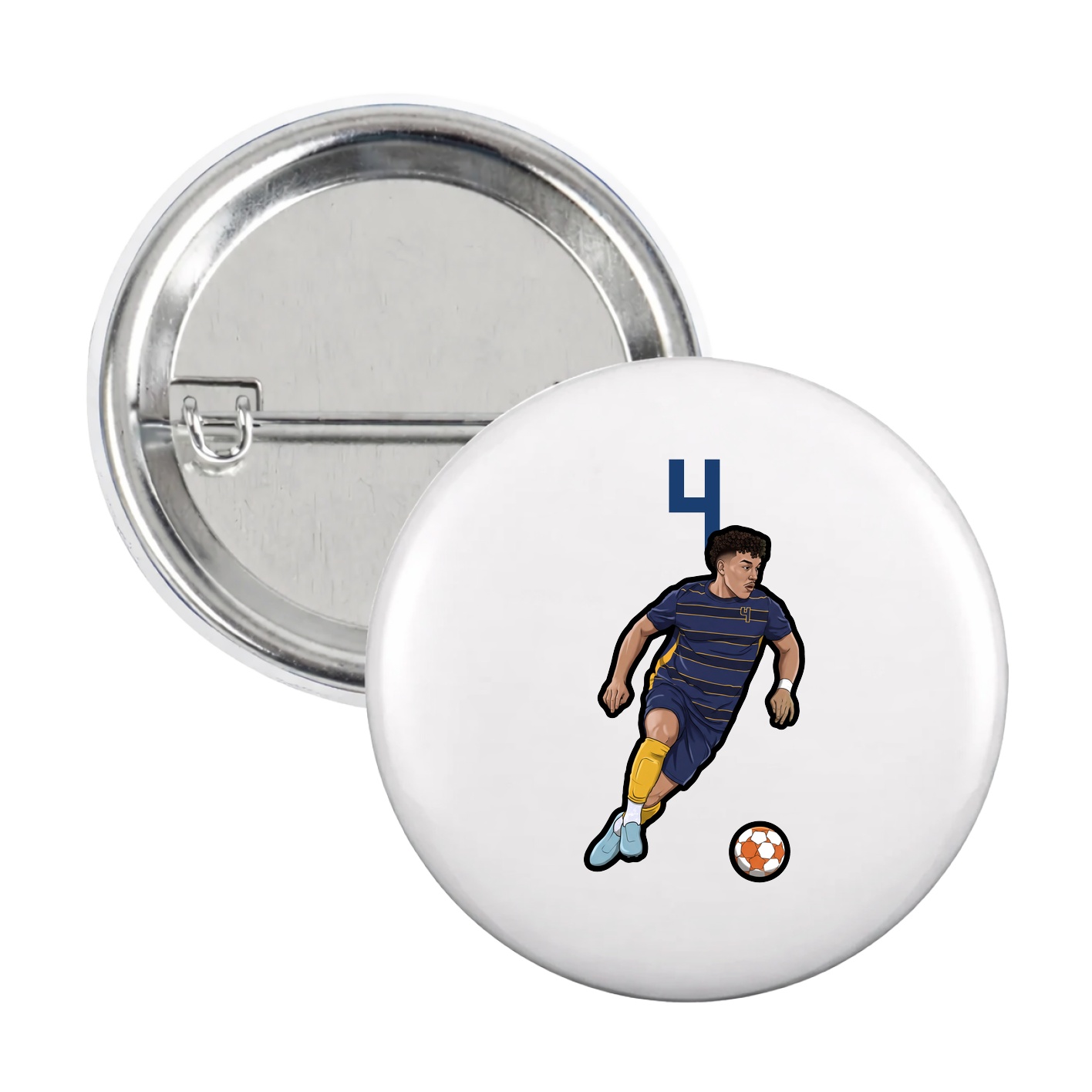 Game Day Button — Number Top in White