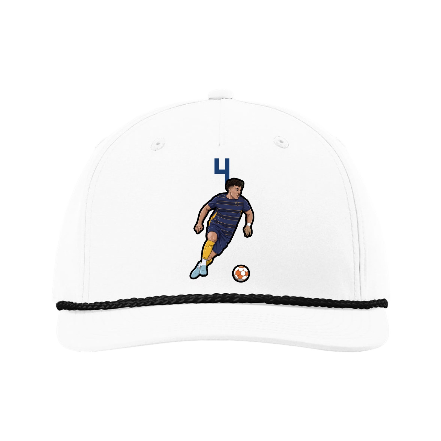 Five-Panel Classic Rope Cap — Number Top in White