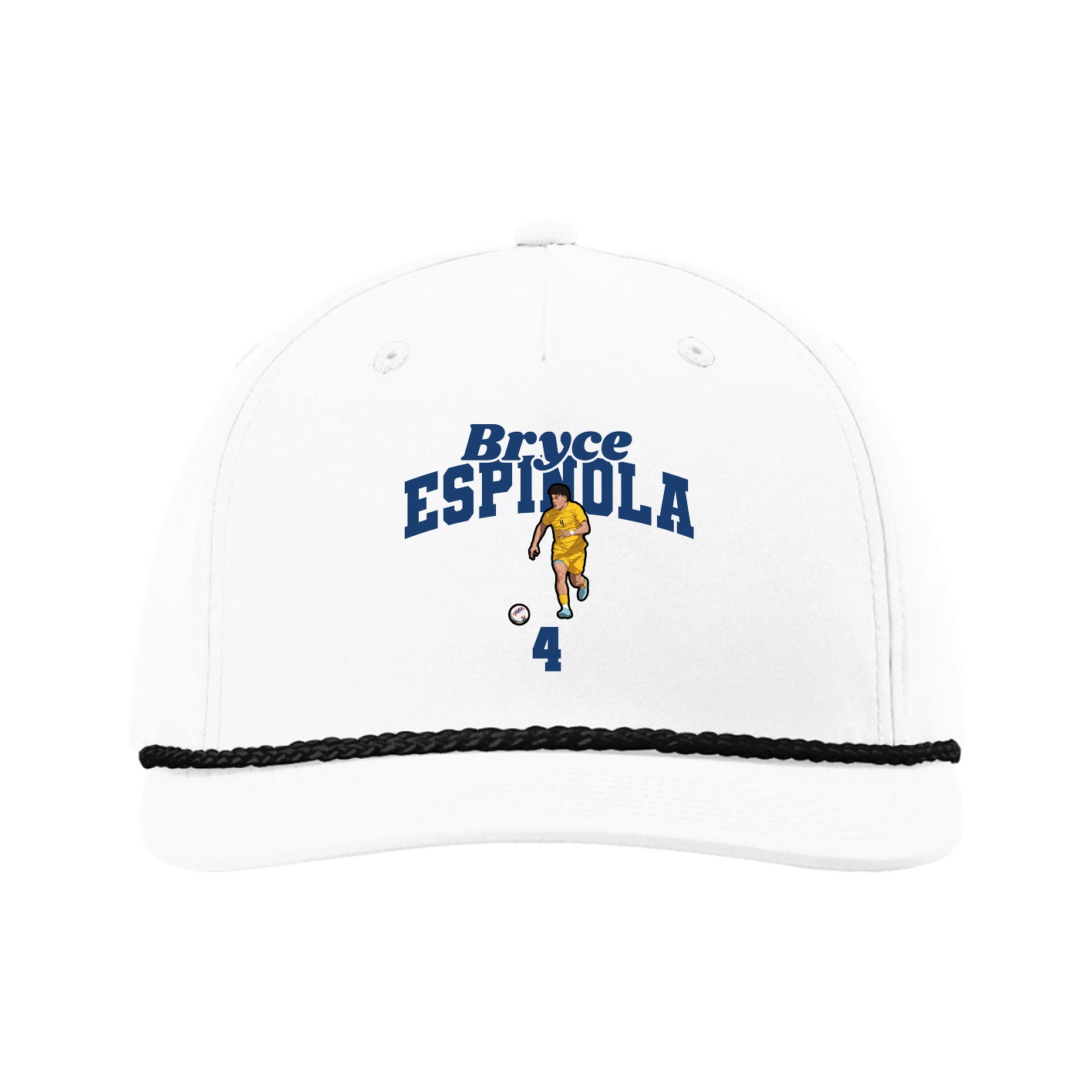 Five-Panel Classic Rope Cap — Signature Arch in White