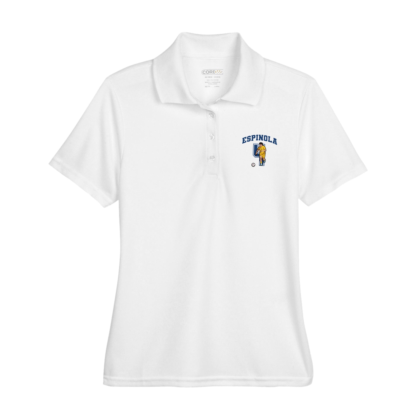 Womens Performance Polo — Number in White