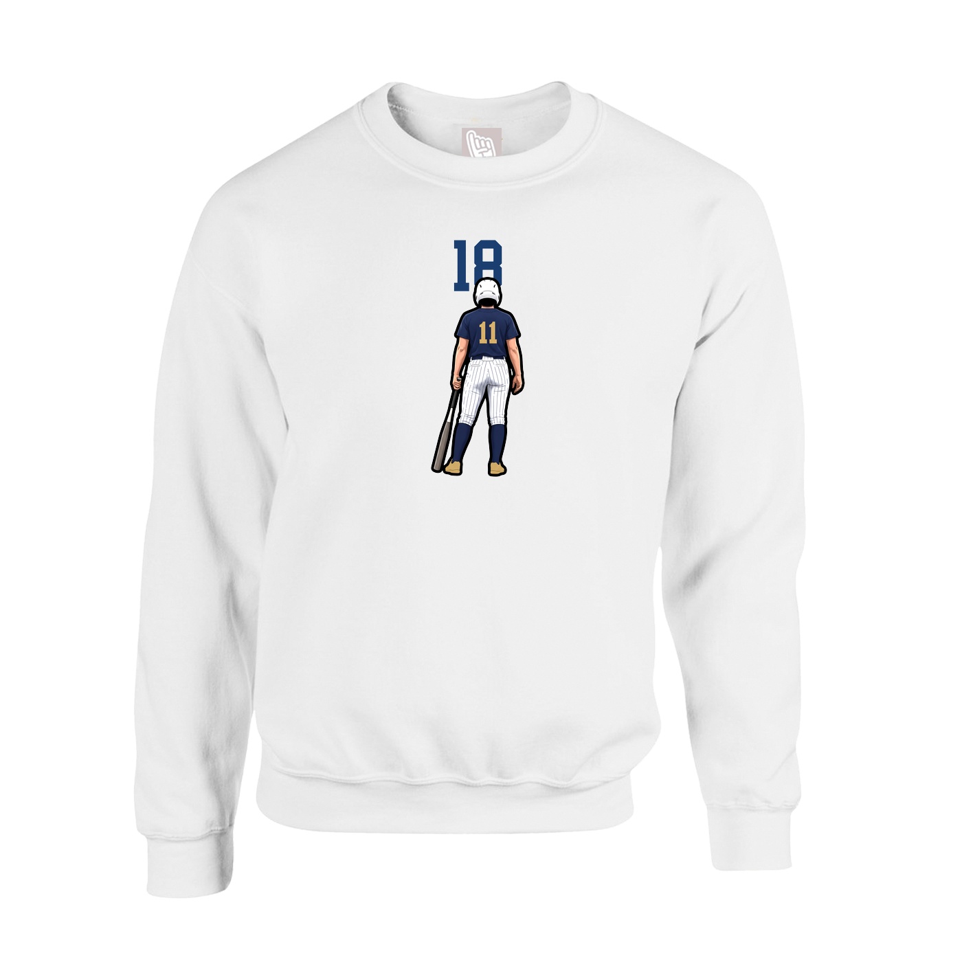 Fleece Crew — Number Top in White