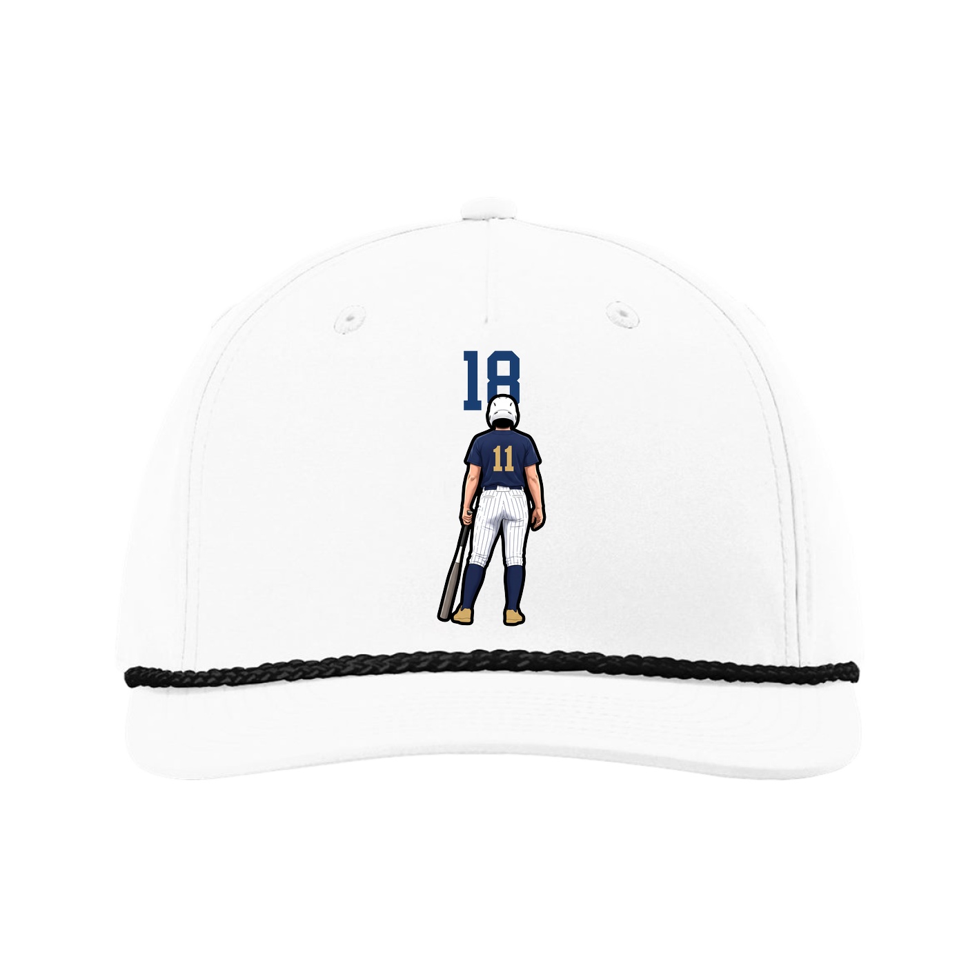 Five-Panel Classic Rope Cap — Number Top in White