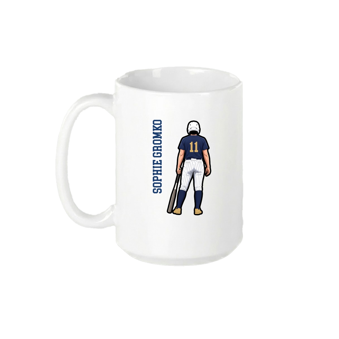15oz Coffee Mug — Name Vertical in White