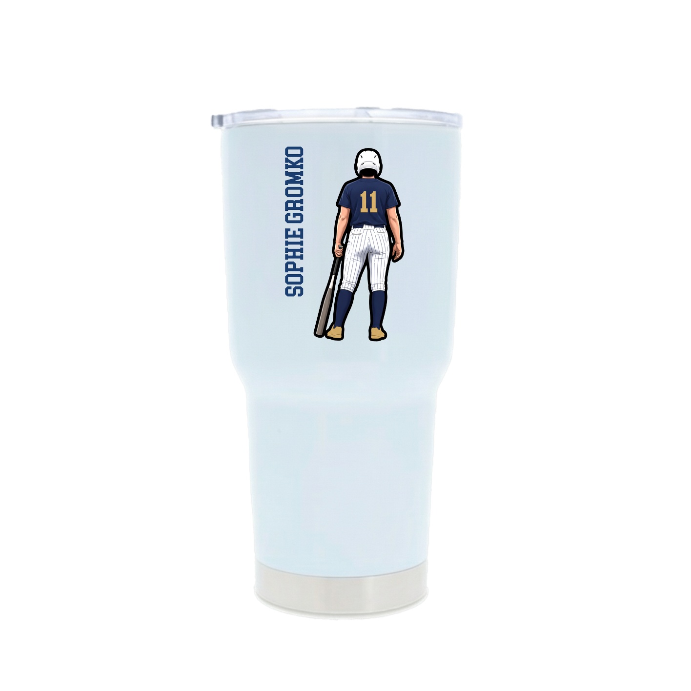 30oz Stainless Steel Tumbler — Name Vertical in White