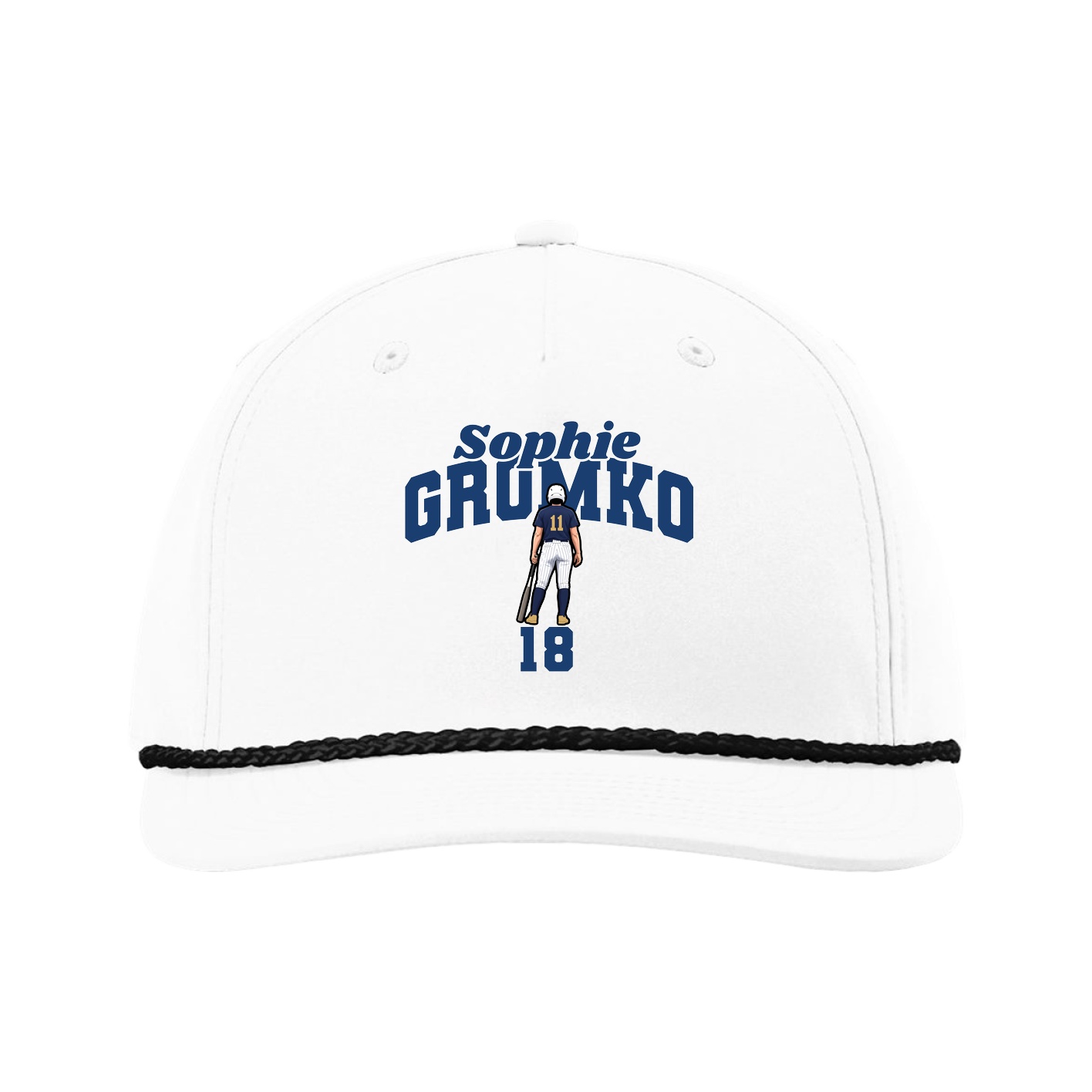 Five-Panel Classic Rope Cap — Signature Arch in White