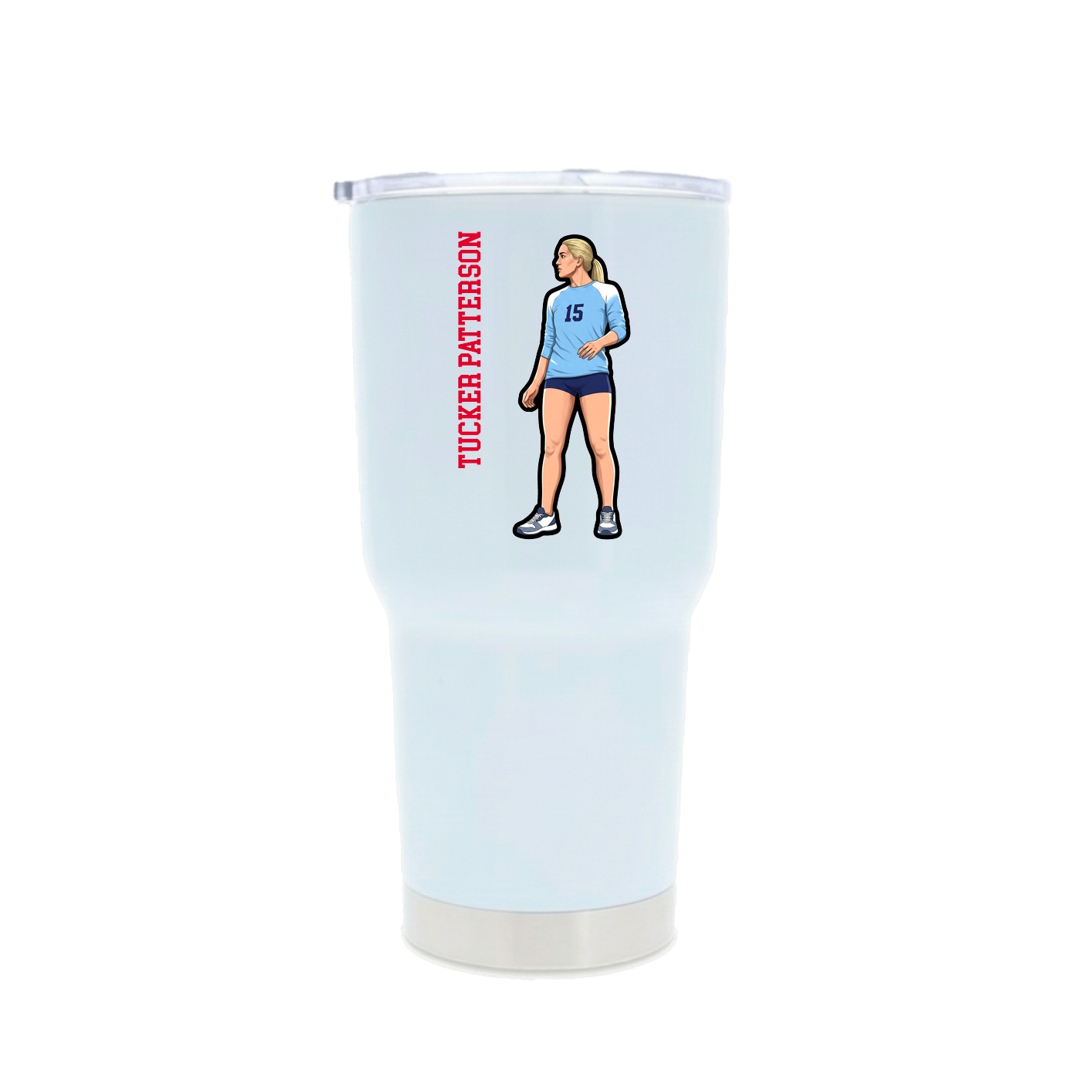 30oz Stainless Steel Tumbler — Name Vertical in White