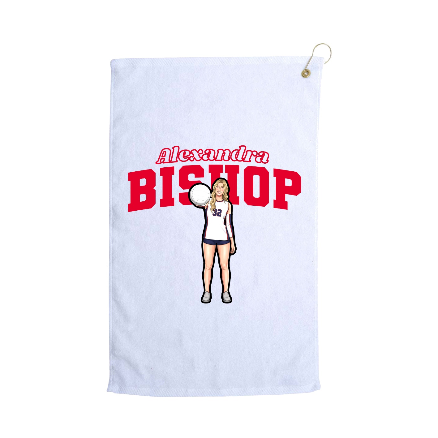 Golf Towel — Name Arch in White