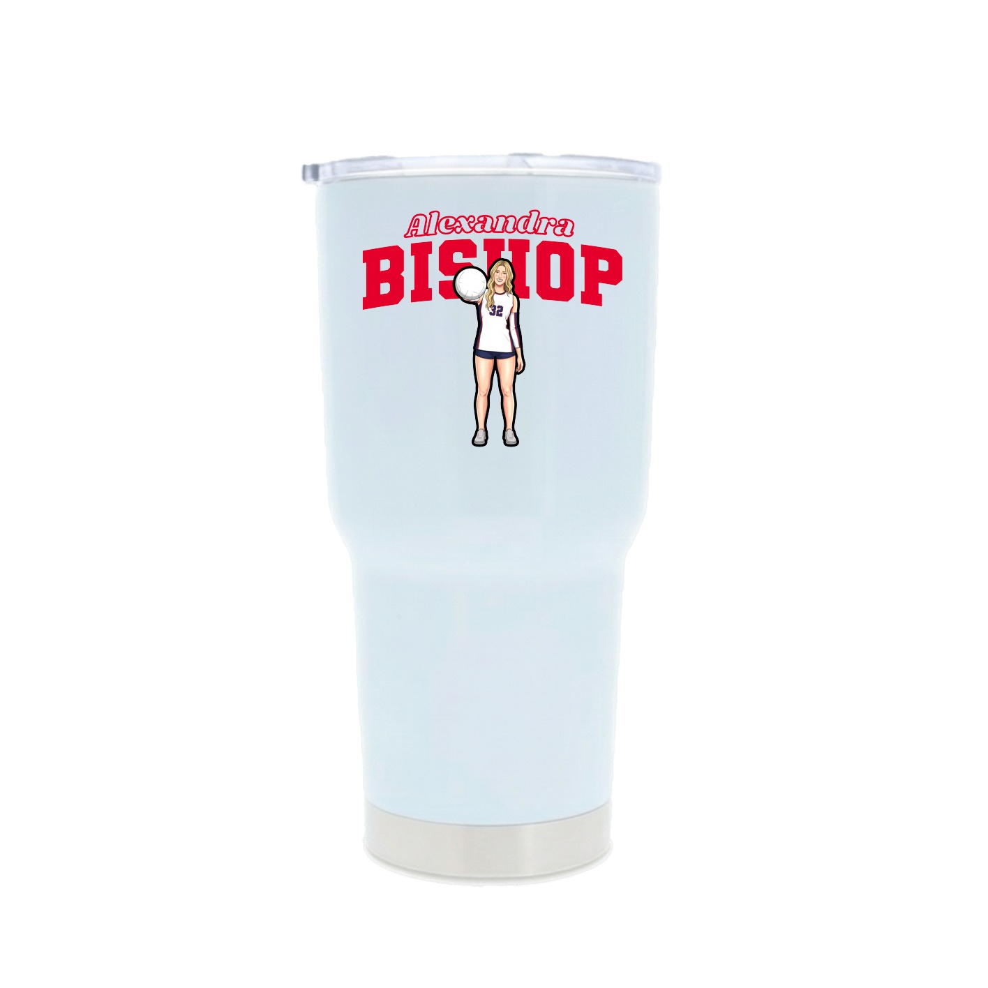 30oz Stainless Steel Tumbler — Name Arch in White