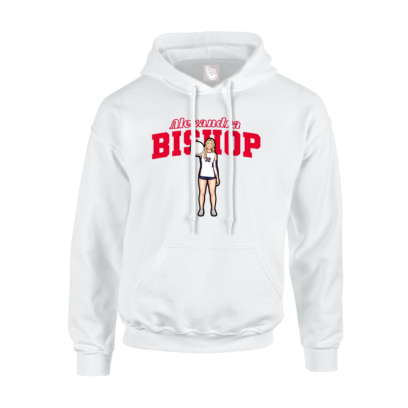 Youth Hoodie — Name Arch in White