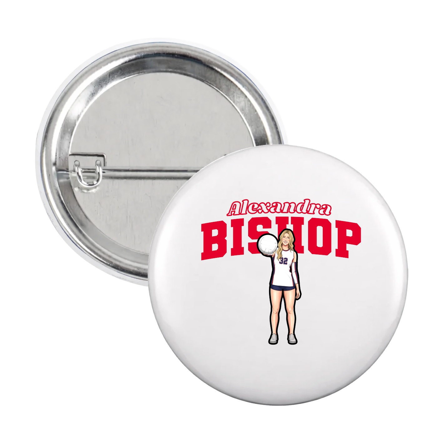 Game Day Button — Name Arch in White