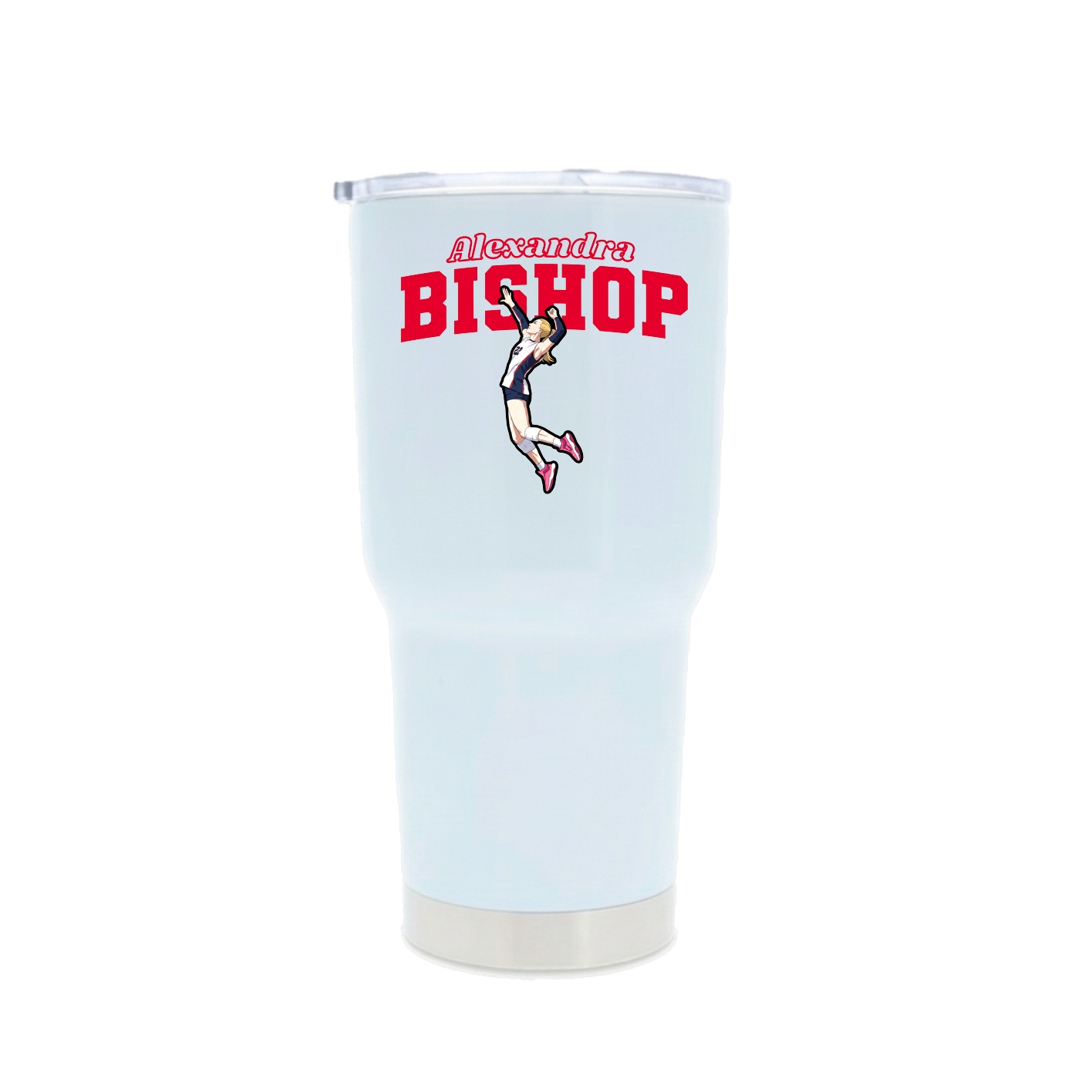 30oz Stainless Steel Tumbler — Name Arch in White