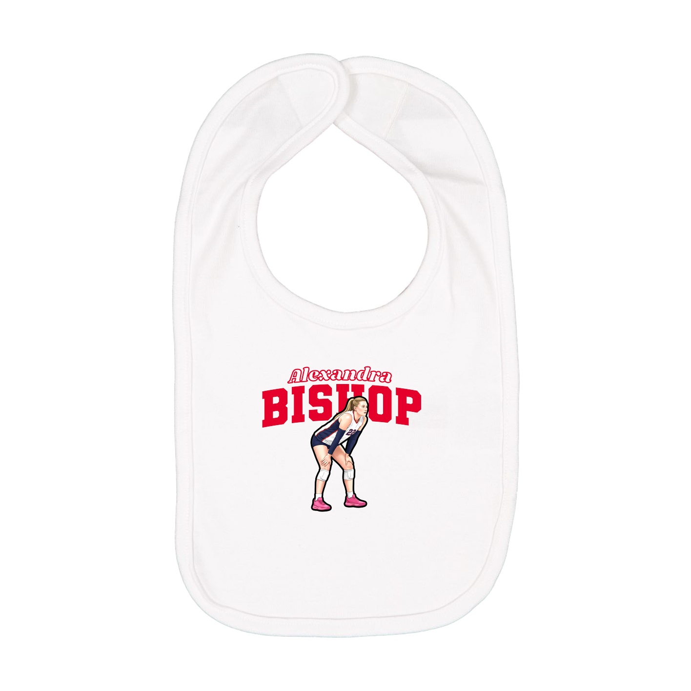 Infant Bib — Name Arch in White